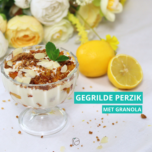 Gegrilde perzik met granola